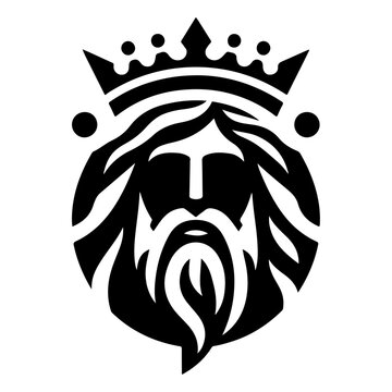 minimal king brand logo concept, black color silhouette, white background
