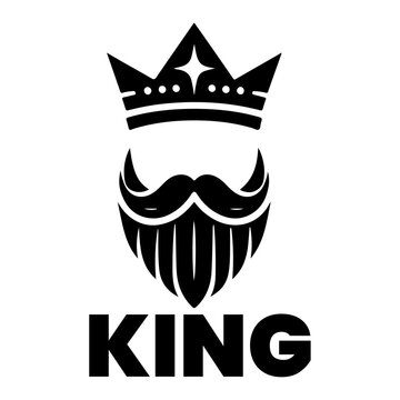 minimal king brand logo concept, black color silhouette, white background