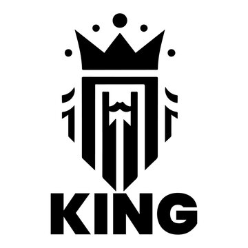 minimal king brand logo concept, black color silhouette, white background