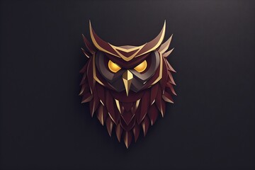 3d metallic illustration of an owl