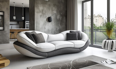 white and gray modern style sofa 