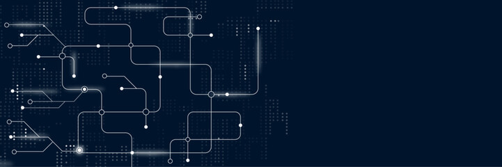 Poster - Vectors Digital technology and science background Quantum computer technologies concepts, large data processing. Futuristic blue circuit board background.
