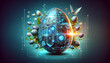 creation of digital Easter eggs. digital art Easter design. Easter cards with futuristic, tech-i