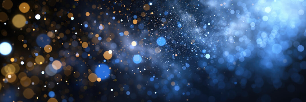  a blue yellow red green gold background with stars. Suitable for celestial, festive, or glamorous design , holiday-themed graphics.glitter lights. de focused. banner.bokeh blur circle