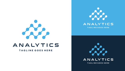 Poster - Modern Initial Letter A with Dots Analytical Digital Wire Lines For Business Brand Inspiration Logo Design