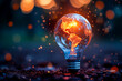 © NORN - Fiery Globe Light Bulb on a Bokeh Background.