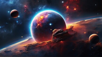 Wall Mural - space of night sky with cloud and stars.