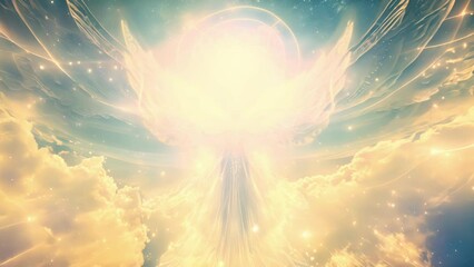 Wall Mural - a multidimensional being with a merkabashaped aura archangel sandalphon is the angel of spiritual co