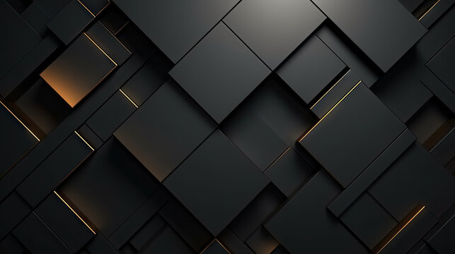 3d black and gold geometric pattern on a square background, black diamond pattern abstract wallpaper