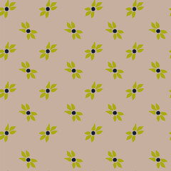 Wall Mural - Retro simple flowers and leaves, pattern print