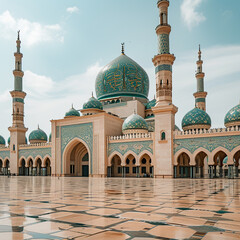 Sticker - Eid greetings with mosque background