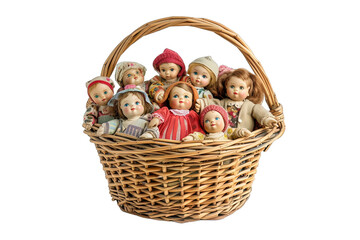 Sticker - basket full of dolls isolated on white