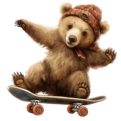 Canvas Print - Bear playing skateboard