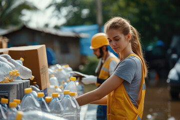 Poster - volunteers giving humanitarian aid to the victims	
