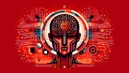 Canvas Print - Concept flat vector illustration of artificial intelligence.