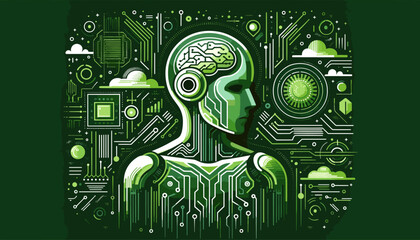 Canvas Print - Concept flat vector illustration of artificial intelligence.