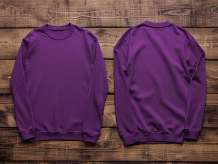 Wall Mural - Blank Purple Long Sleeve T-Shirt Template for mockup. Violet t-shirt template. Ai Generated