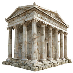 Ancient greek temple on transparent background