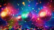 © Cherkasova Alie - Disco ball close-up. Luminous reflective ball for entertainment, sparkling effect. A nightclub or a party.