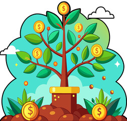 Wall Mural - money growht in soil and tree