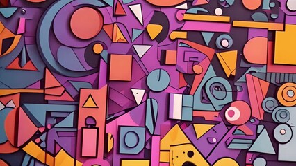 Aufkleber - colorful wall with a variety of shapes and sizes generative ai