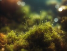 Exotic Underwater Plant In Shallow Depth Of Field Macro Image On Seabed In Tropical Waters.