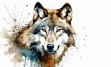 Fantasy Illustration Of A Wild Animal Wolf. Digital Art Style Wallpaper Background.