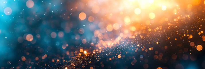 Poster - Abstract bokeh lights background with a smooth gradient from cool to warm tones, suitable for festive or holiday concepts