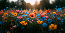 Colorful Flowers In The Garden, Field Of Colorful Tulips, Red And Yellow Flowers, Field Of Flowers, A High Resolution Photograph Of A Vibrant