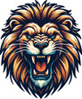 angry roar lion face mascot logo, lion logo vector illustration