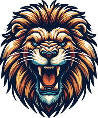 angry roar lion face mascot logo, lion logo vector illustration