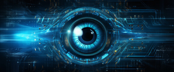 Wall Mural - eye cyber circuit future technology background