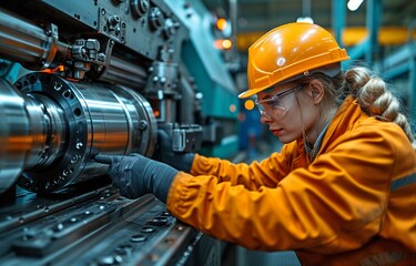 Wall Mural - Inserting data at the metal machining milling centre in the tool workshop is done by a CNC operator and a mechanical technician.