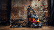 © vectorizer88 - An industrial vacuum cleaner on a construction site, with a brick wall background, in soft daylight