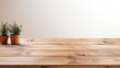 Wooden table positioned against a softly blurred wooden wall background. Designed for showcasing products.