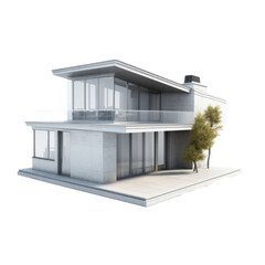 Flat Roof House PNG Cutout, Generative AI