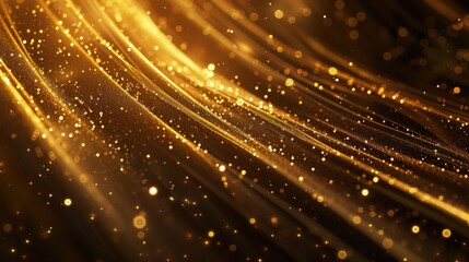 Abstract light gold wavy lines on dark brown background