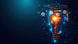 © mnirat - A digital illustration depicting a glowing light bulb with a graduation cap, symbolizing innovative online education and e-learning technology.