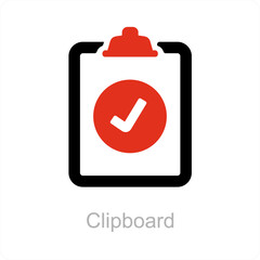 Sticker - clipboard and document icon concept