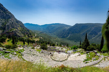 Wall Mural - Delphi, Greece. The ancient theatre	