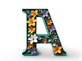 letter a Alphabet in Bloom: A 3D Floral 