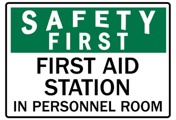 Wall Mural - First aid station sign first aid station in personnel room