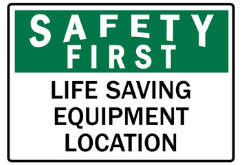 Wall Mural - First aid station sign life saving equipment location