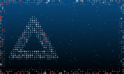 Poster - On the left is the emergency stop symbol filled with white dots. Pointillism style. Abstract futuristic frame of dots and circles. Some dots is red. Vector illustration on blue background with stars