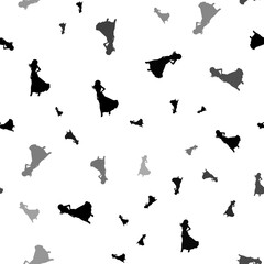Poster - Seamless vector pattern with lady symbols, creating a creative monochrome background with rotated elements. Illustration on transparent background