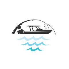 Poster - Boat logo with fishing concept