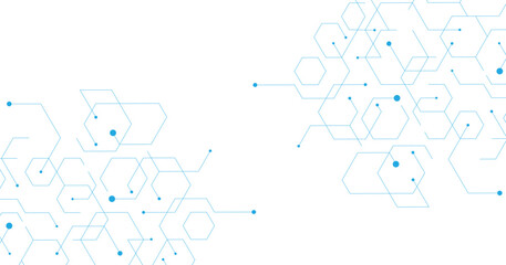 Leinwandbilder - Blue hexagon diagram on white background. High-tech hexagon geometric connection system.