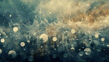 Swirling Grunge Patterns And Textures With Bokeh Bubbles Rising Towards The Sky