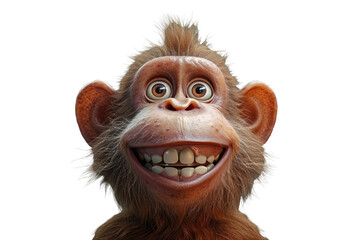 Wall Mural - Smiling monkey with a wide grin on a empty background.