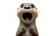 Astonished otter standing with a wide-open mouth